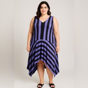 NEW Jijil Sleeveless Sharkbite Loose Fit Cotton purple dress, EU44‎